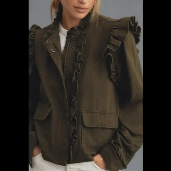 Brand New DOLAN Ruffled Utility Jacket - Picture 3 of 13